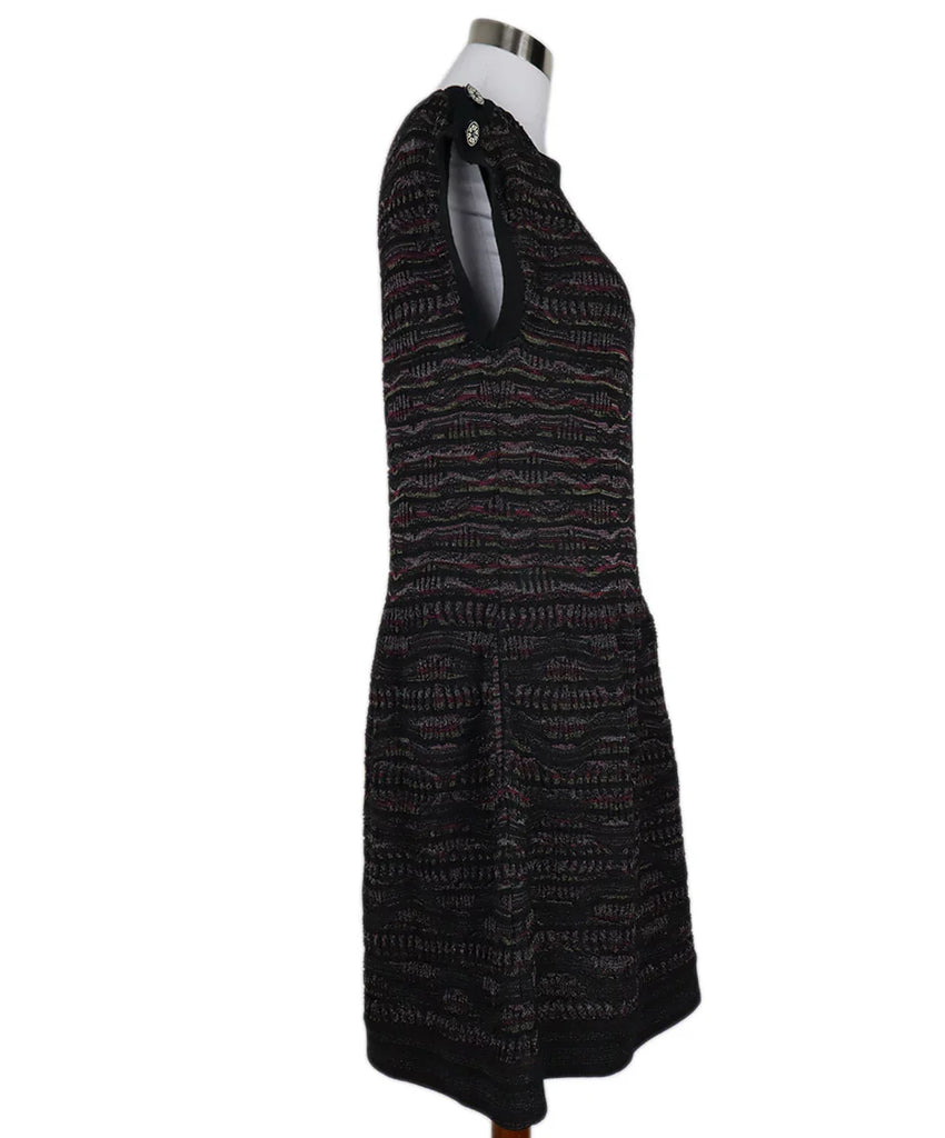 Chanel Black & Purple Striped Knit Dress sz 12 - Michael's Consignment NYC