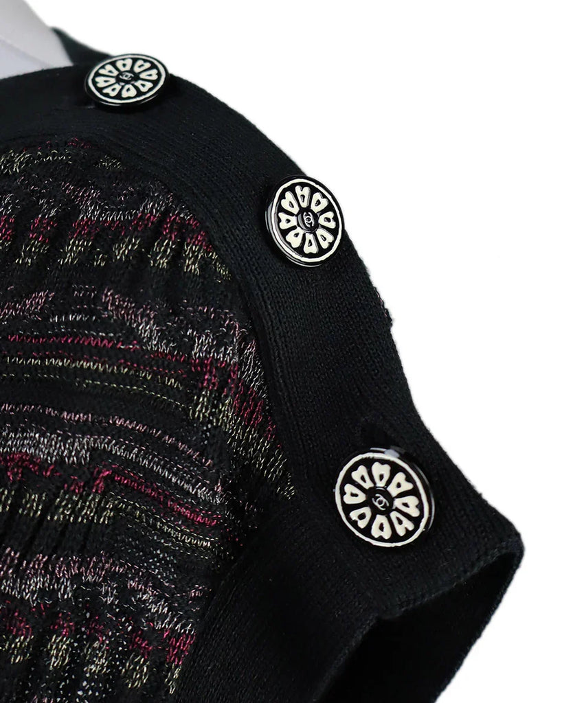 Chanel Black & Purple Striped Knit Dress sz 12 - Michael's Consignment NYC