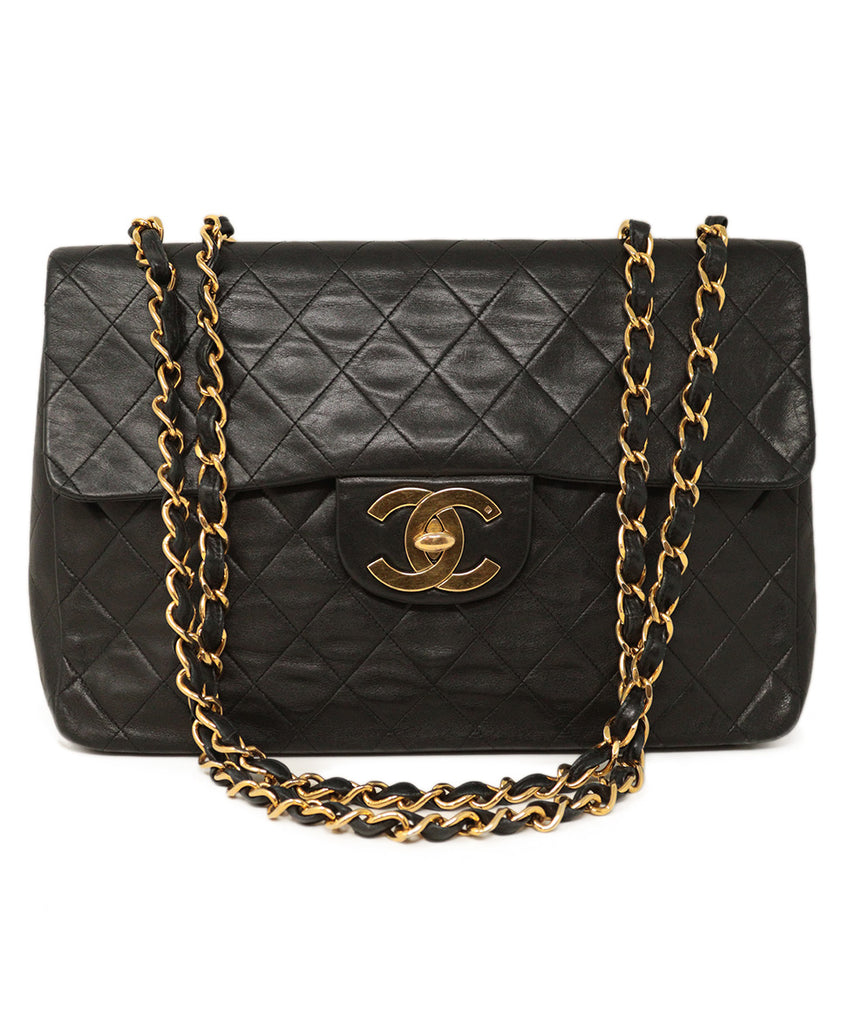 Chanel Black Quilted Leather Classic Flap Bag 