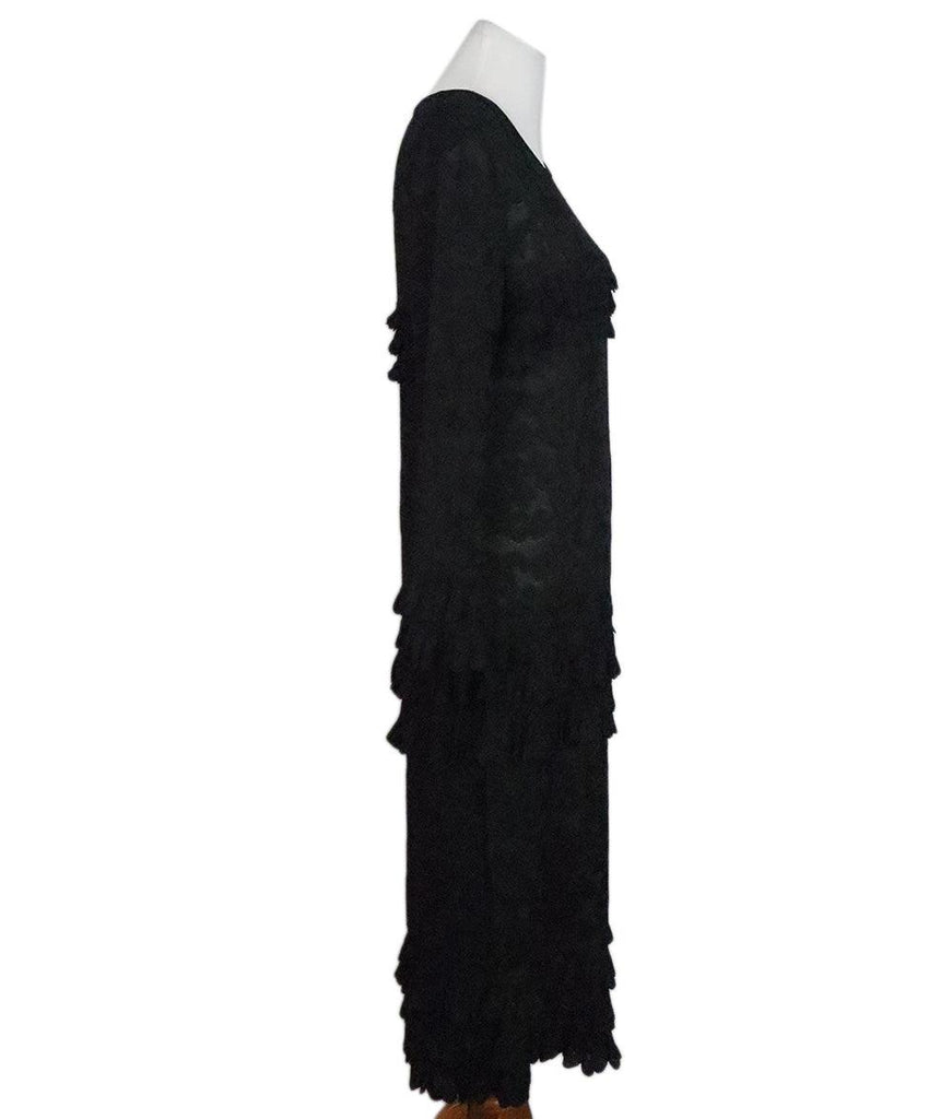 Chanel Long Black Ruffle Trim Dress sz 10 - Michael's Consignment NYC
