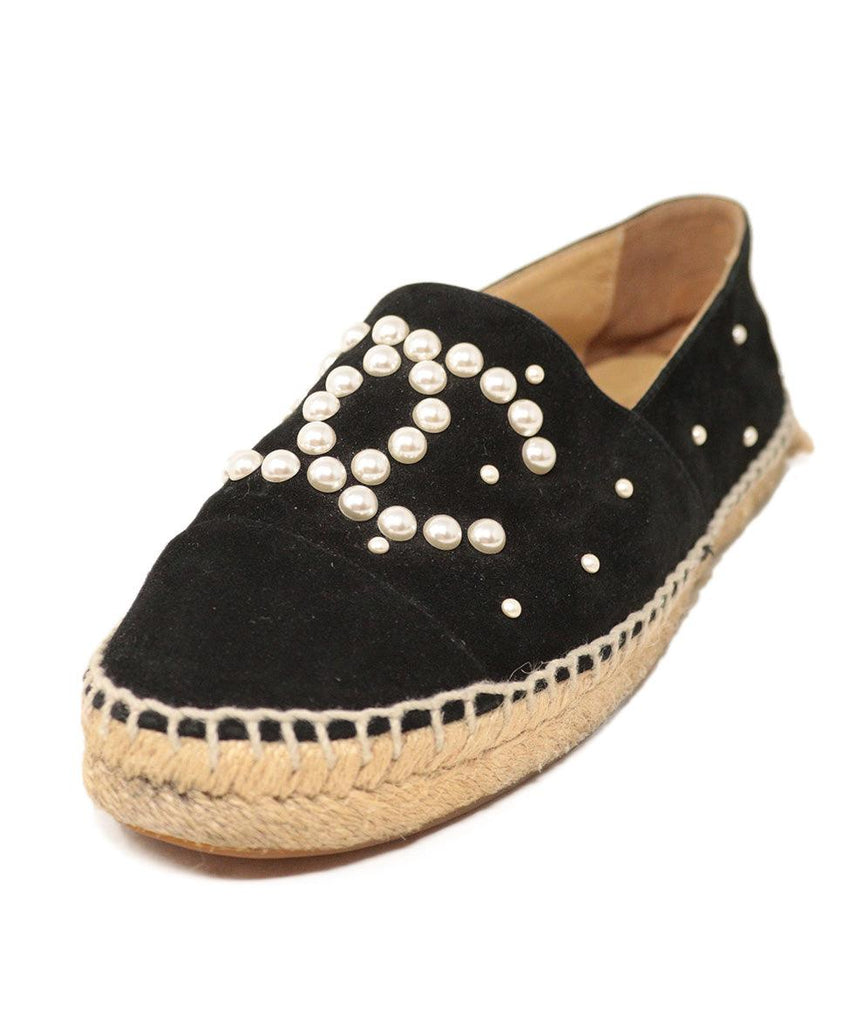 Chanel Black Suede & Pearl Trim Espadrilles sz 8 - Michael's Consignment NYC