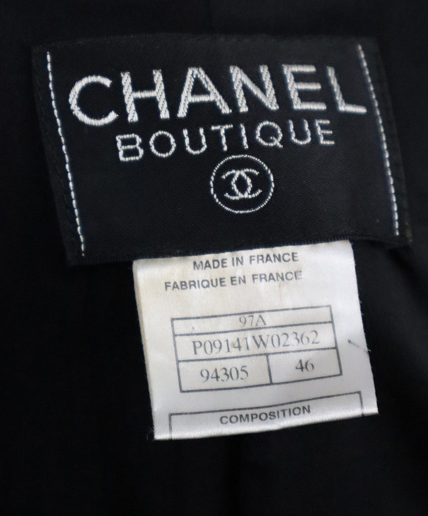 Chanel Black Wool & Pearl Button Skirt Suit 3