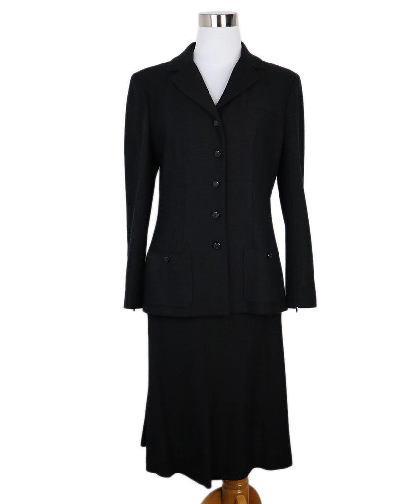 Chanel Black Wool & Silk Skirt Suit 