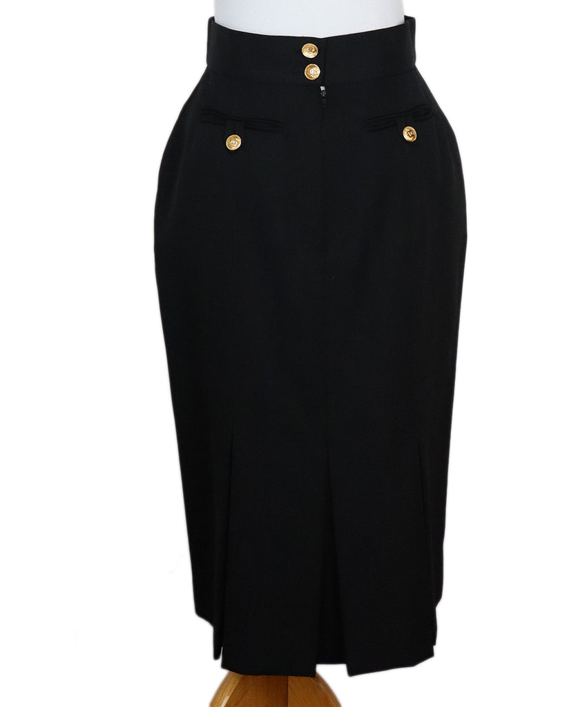 Chanel Black Wool Skirt w/ Gold Buttons sz 8 - Michael's Consignment NYC