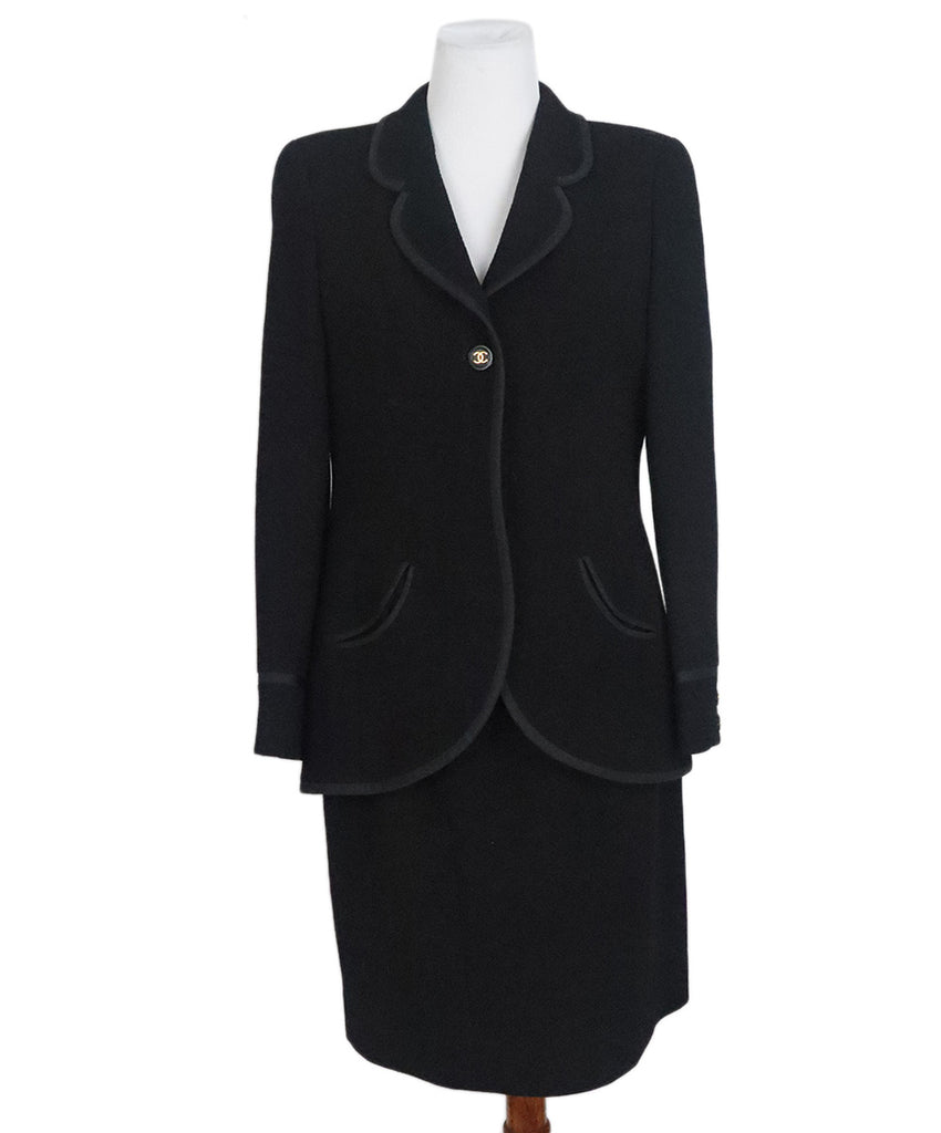 Chanel Black Wool Skirt Suit 