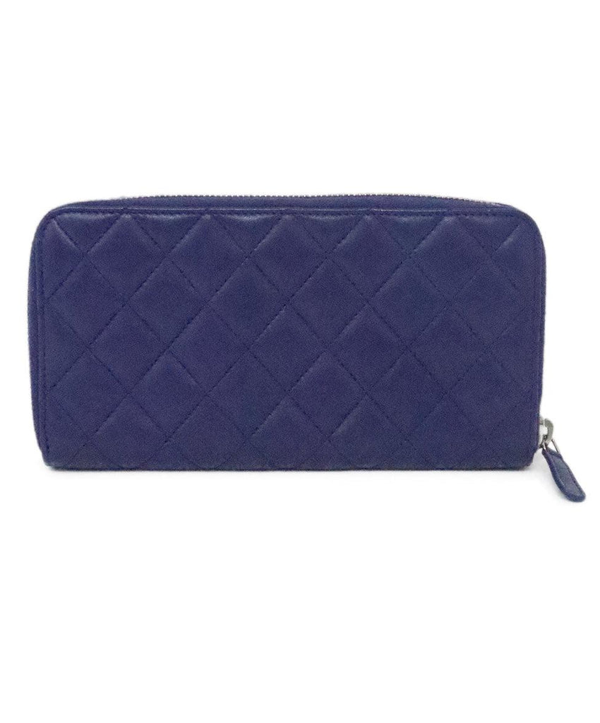 Chanel Blue Quilted Leather Wallet 2
