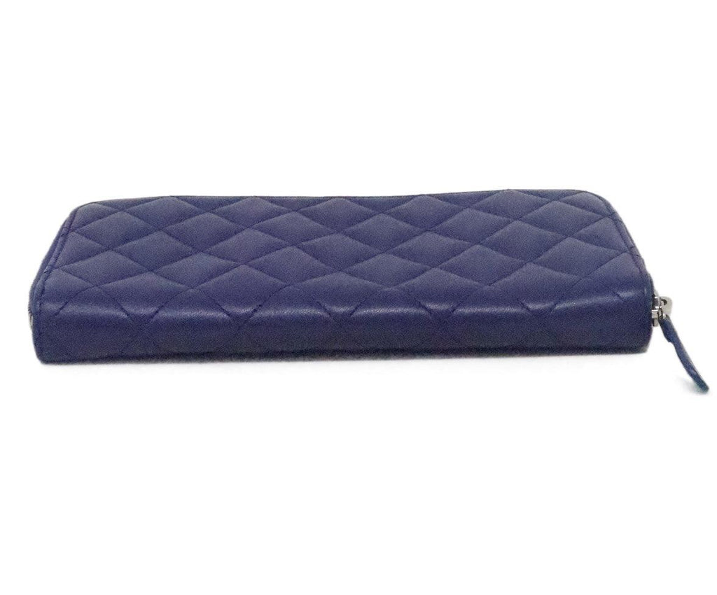 Chanel Blue Quilted Leather Wallet 3