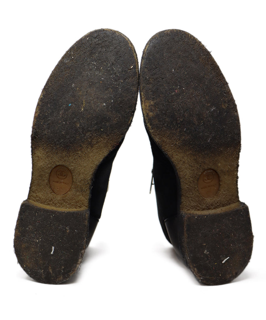 Chanel Black Suede Leather Zipper Booties 4