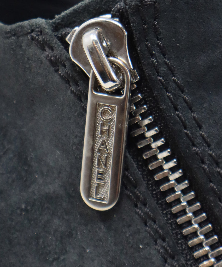 Chanel Black Suede Leather Zipper Booties 5