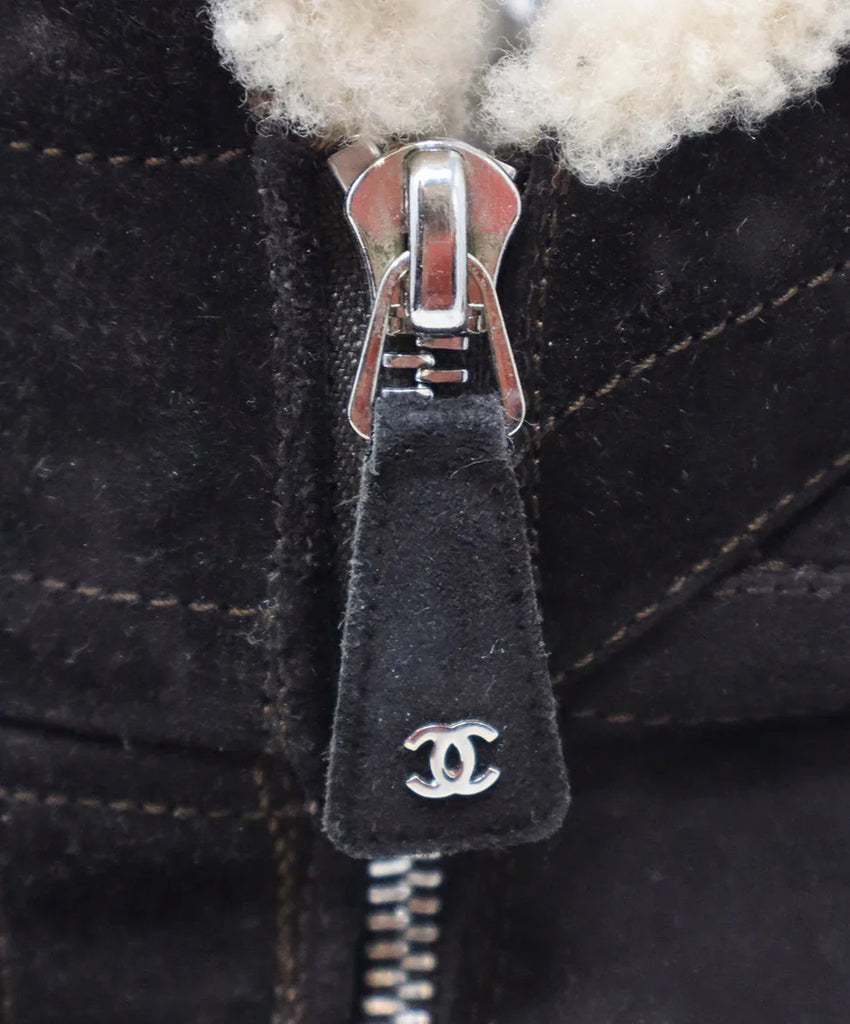 Chanel Brown Suede & Shearling Stitched Booties sz 7 - Michael's Consignment NYC