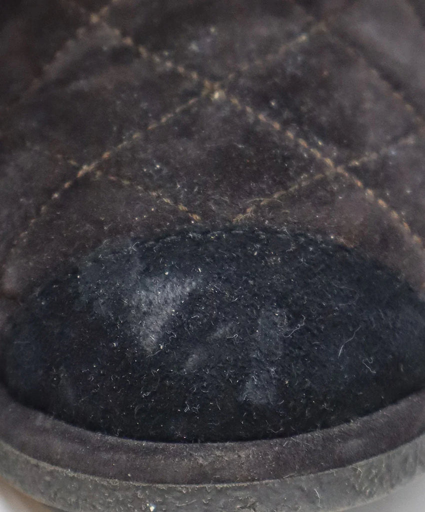 Chanel Brown Suede & Shearling Stitched Booties sz 7 - Michael's Consignment NYC