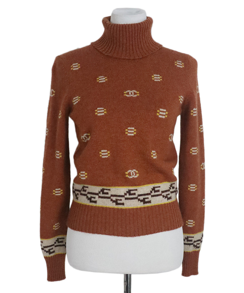 Chanel Rust Print Turtleneck Sweater 