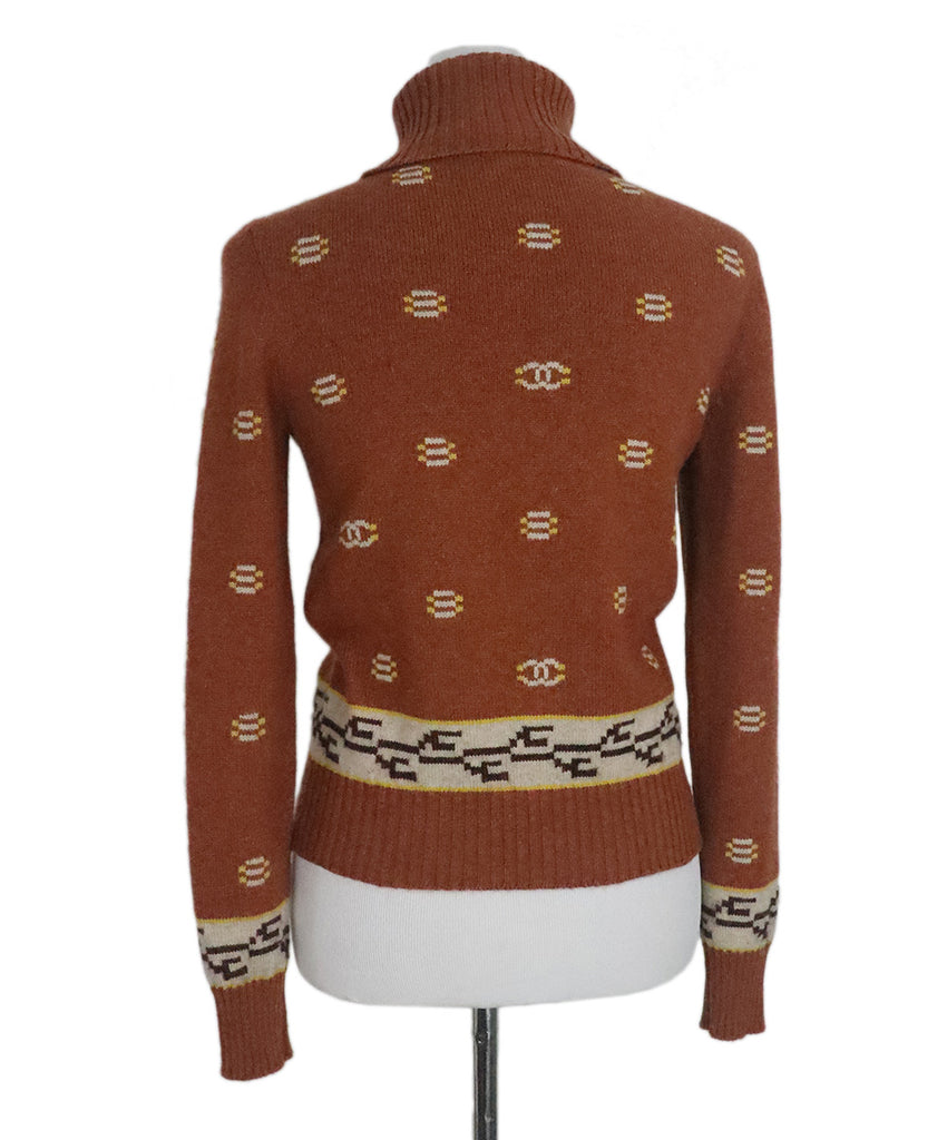 Chanel Rust Print Turtleneck Sweater 2