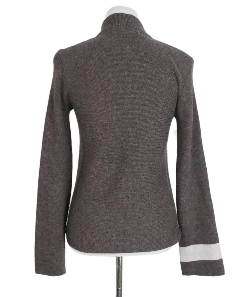 Chanel Grey Knit Quarter Zip Sweater 2