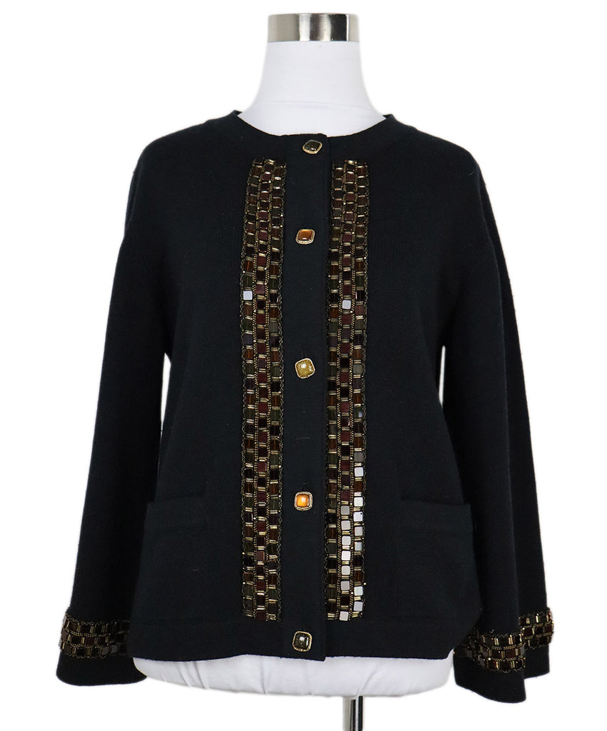 Chanel Black Cashmere Beaded Cardigan 
