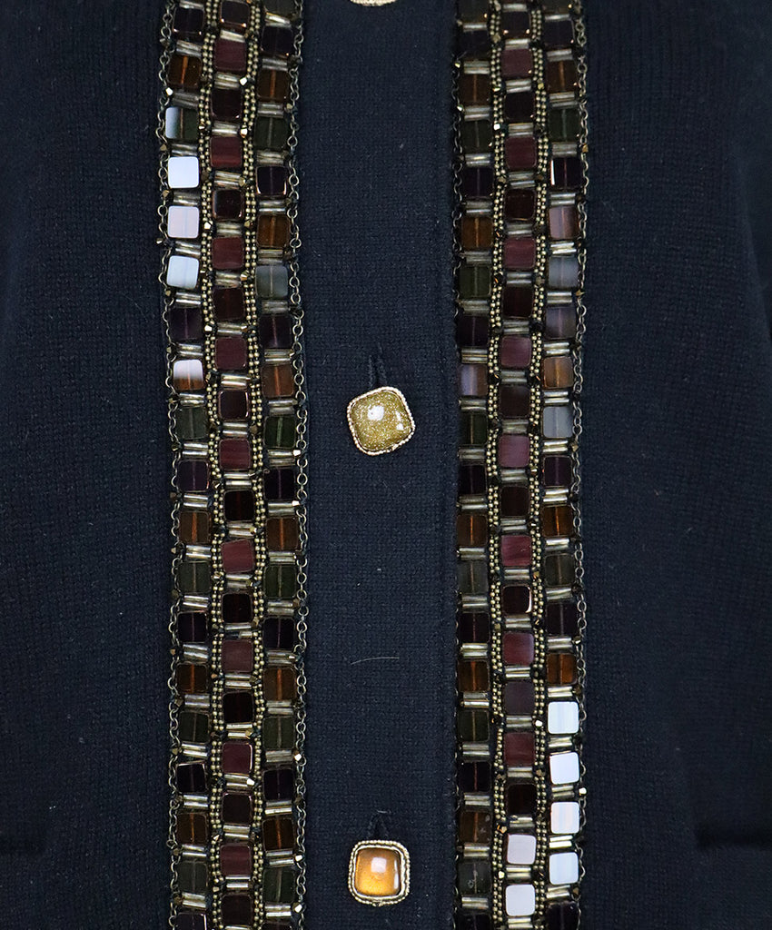 Chanel Black Cashmere Beaded Cardigan 6