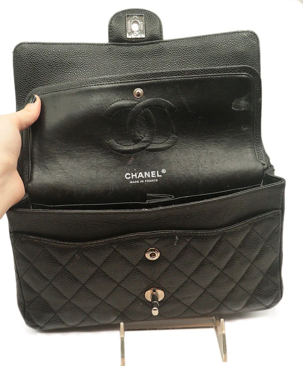 Chanel 2009 Black Quilted Caviar Leather Handbag l Michael's