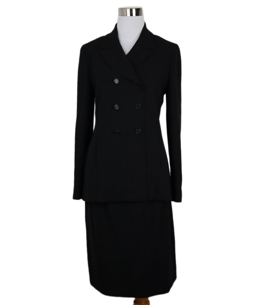 Chanel Black Wool Double Breasted Skirt Suit 