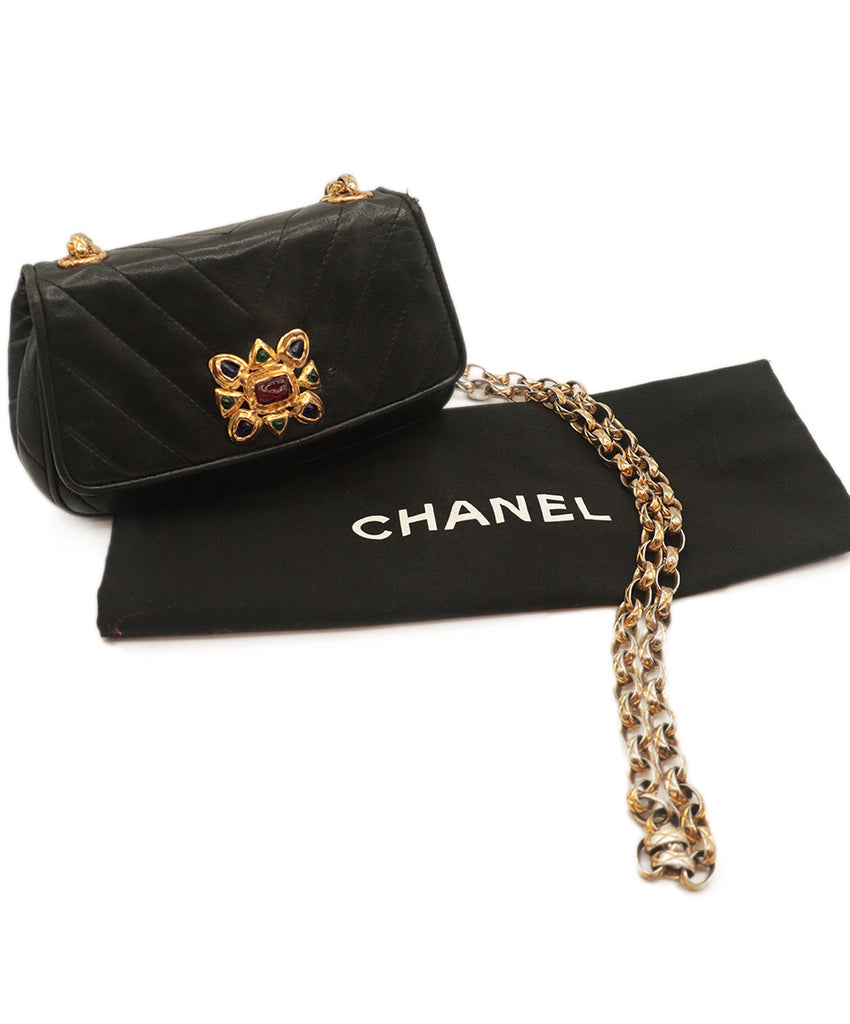 Chanel Black Lambskin & Gripox Gold Hardware Vintage Crossbody 6