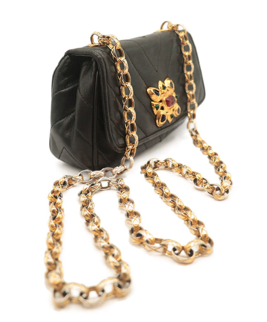 Chanel Black Lambskin & Gripox Gold Hardware Vintage Crossbody 1