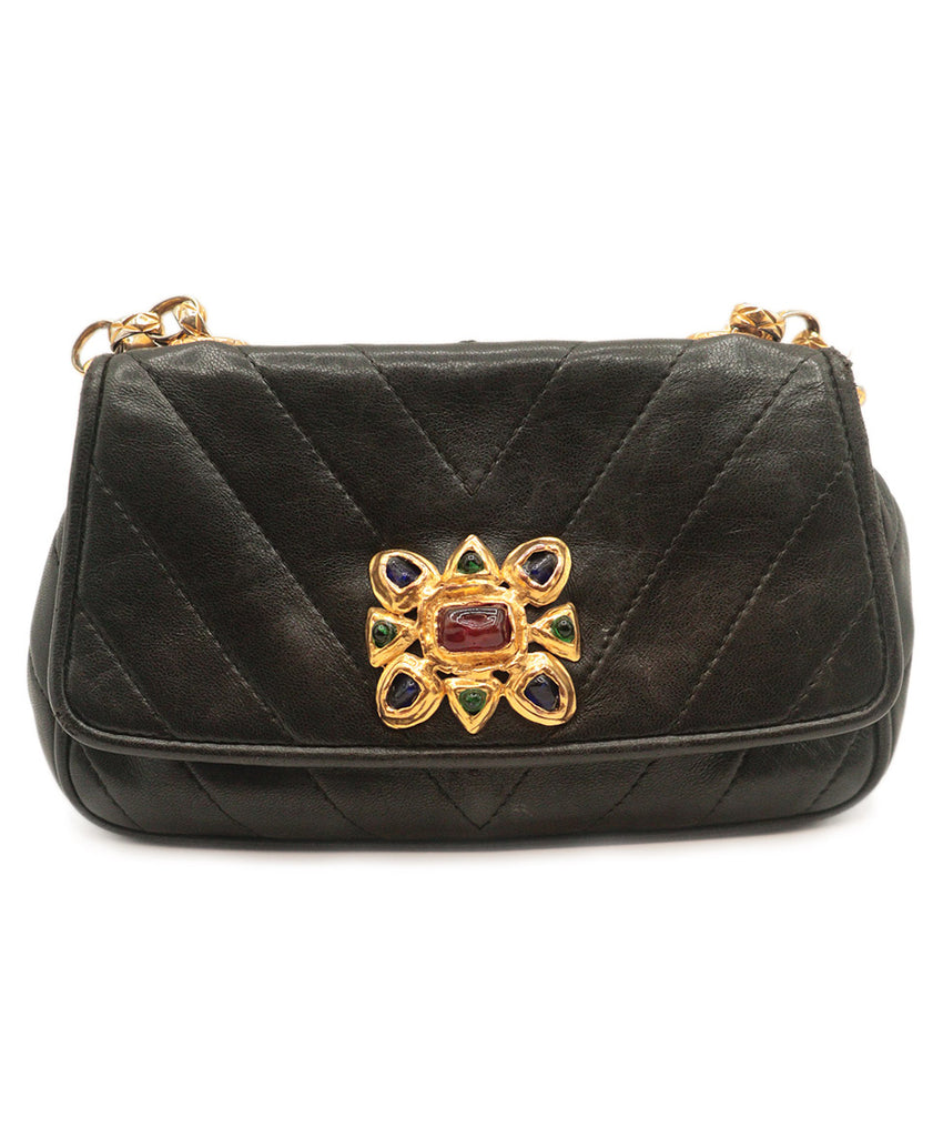 Chanel Black Lambskin & Gripox Gold Hardware Vintage Crossbody 5