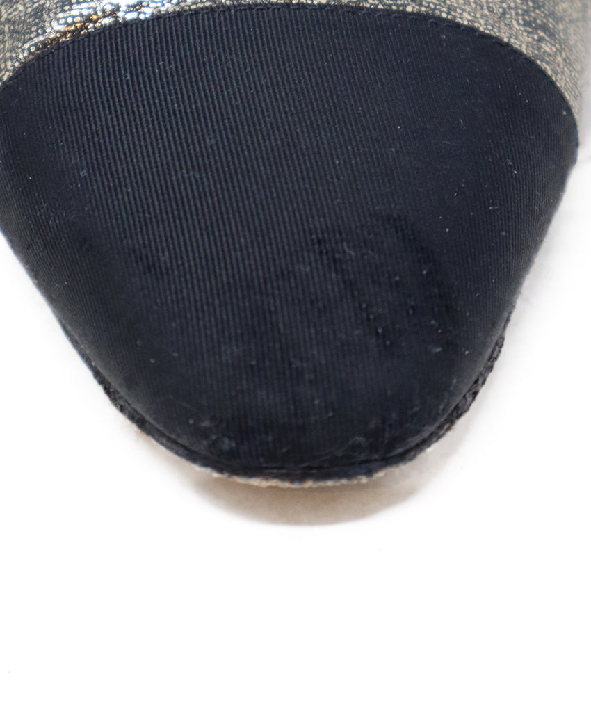 Chanel Gold & Black Leather Slingbacks sz 11.5 - Michael's Consignment NYC