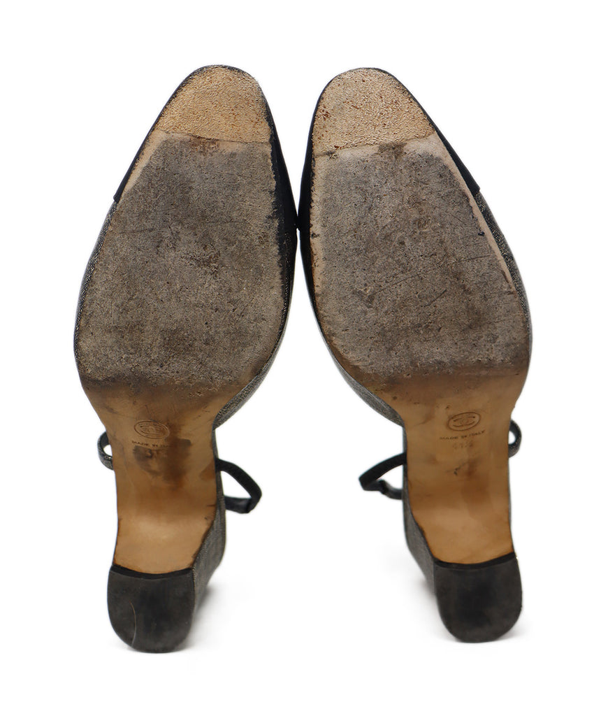 Chanel Gold & Black Leather Slingbacks sz 11.5 - Michael's Consignment NYC