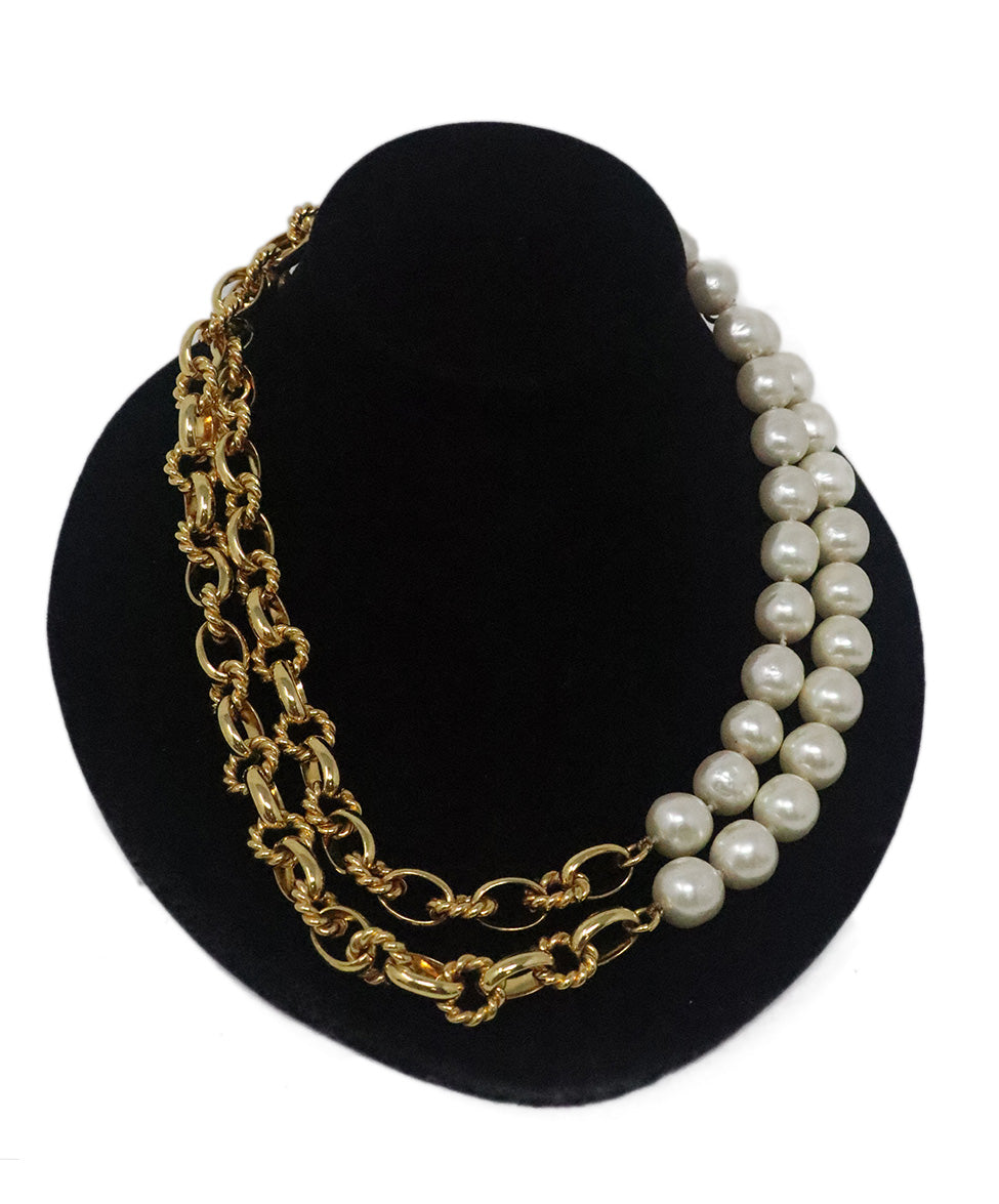 Chanel Gold & Pearl Chain Necklace – Michael's Consignment NYC