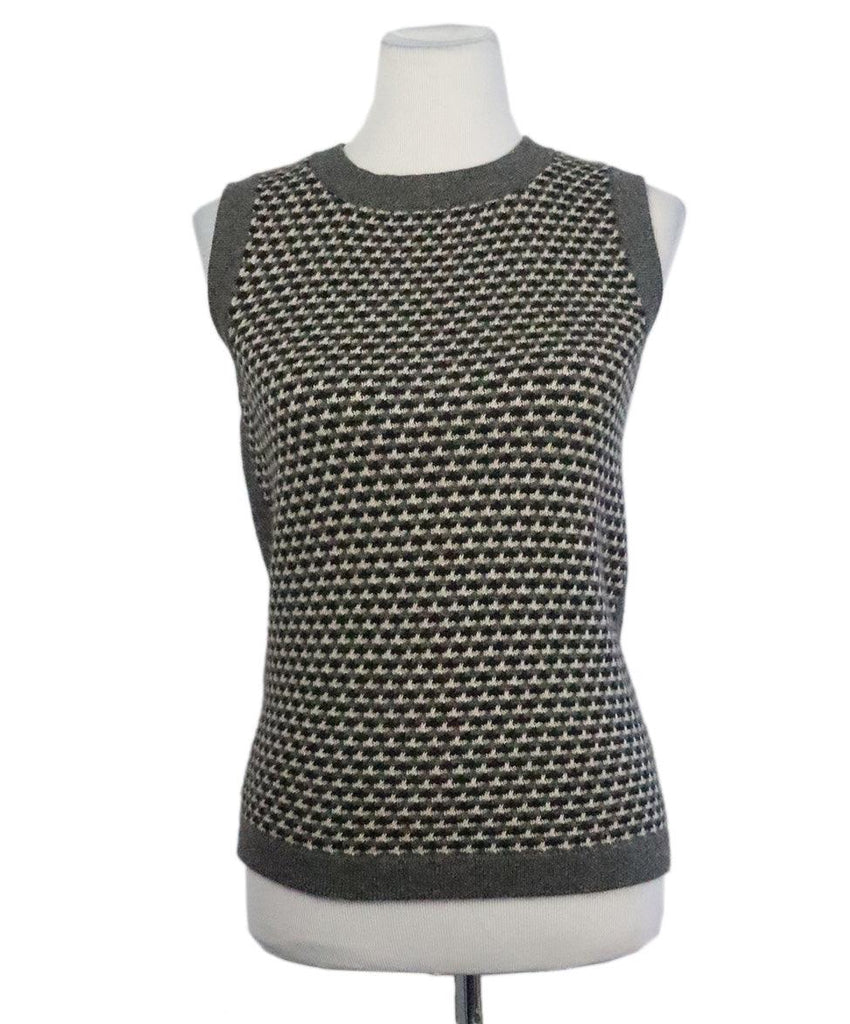 Chanel Charcoal & Ivory Cashmere Sleeveless Sweater sz 4 - Michael's Consignment NYC