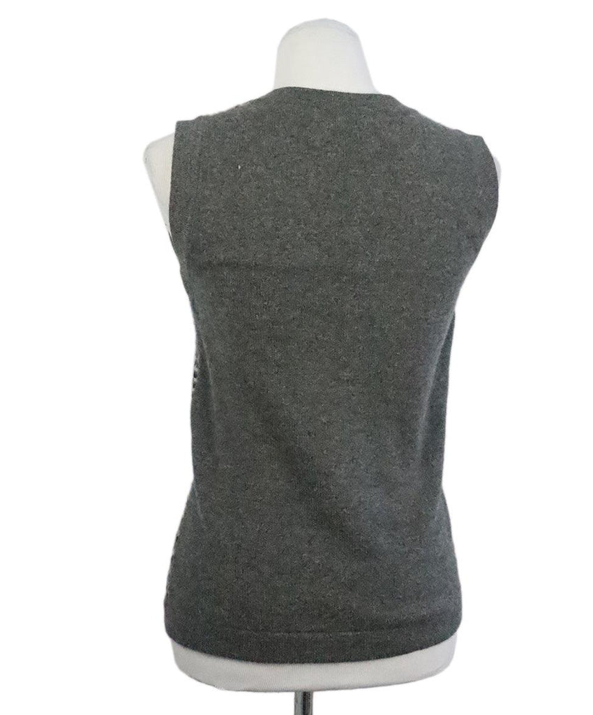 Chanel Charcoal & Ivory Cashmere Sleeveless Sweater sz 4 - Michael's Consignment NYC