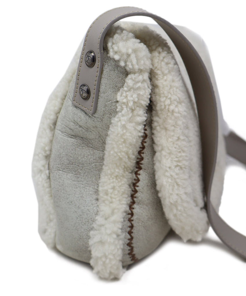 Chanel Grey Suede & White Shearling Crossbody 1