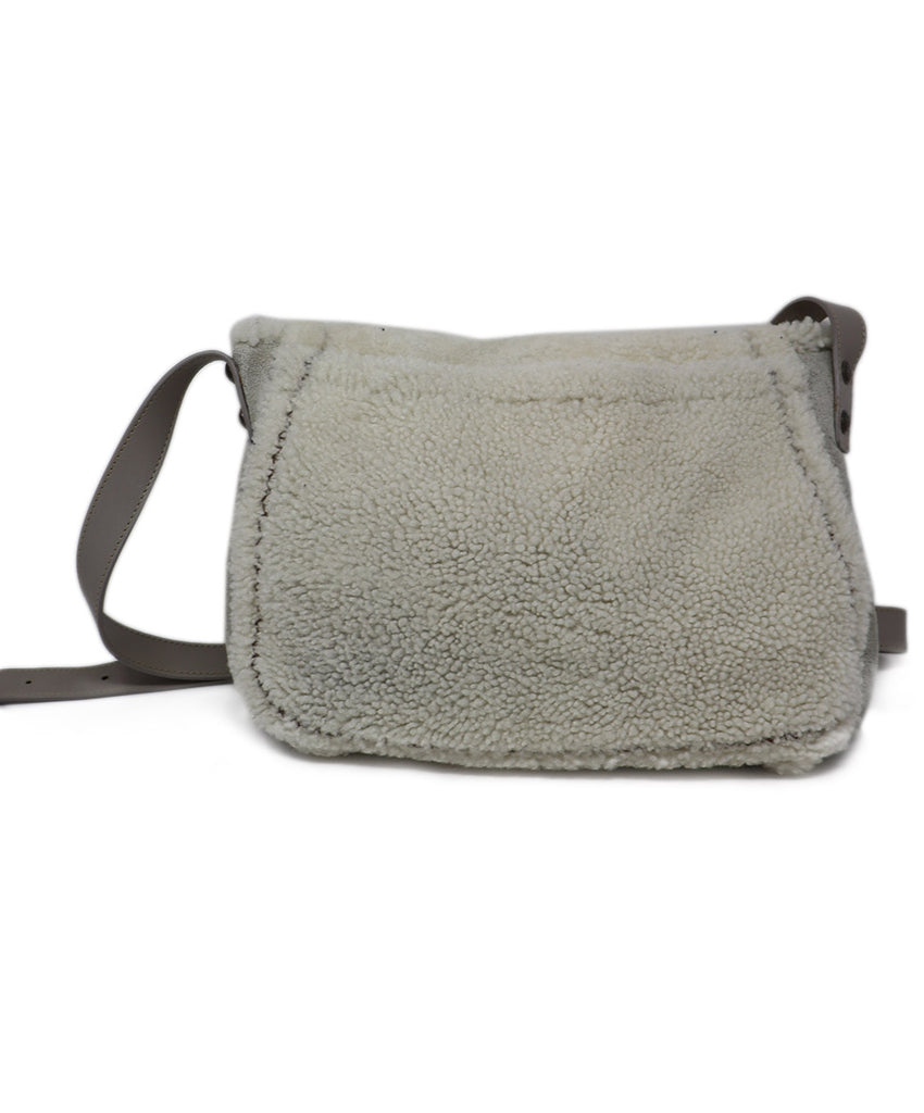 Chanel Grey Suede & White Shearling Crossbody 2