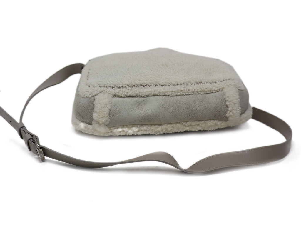 Chanel Grey Suede & White Shearling Crossbody 3