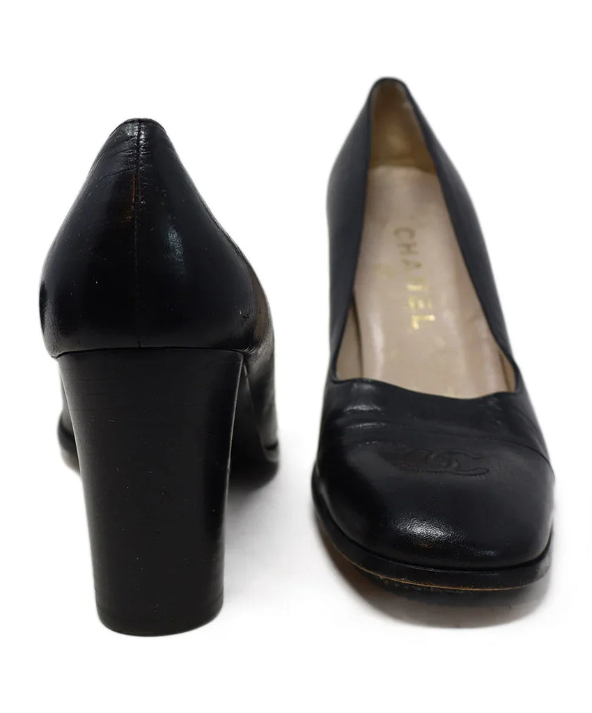 Chanel Vintage Black Leather Heels sz 8 - Michael's Consignment NYC