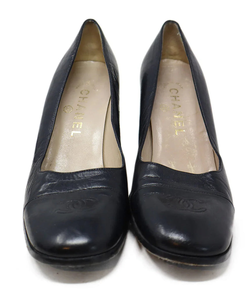 Chanel Vintage Black Leather Heels sz 8 - Michael's Consignment NYC