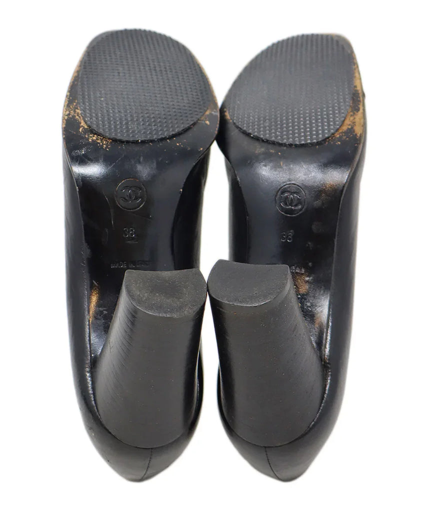 Chanel Vintage Black Leather Heels sz 8 - Michael's Consignment NYC