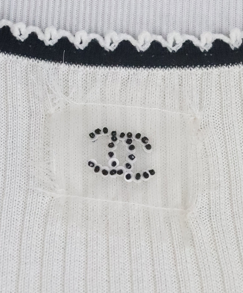 Chanel Ivory & Black Ribbed Sweater 5