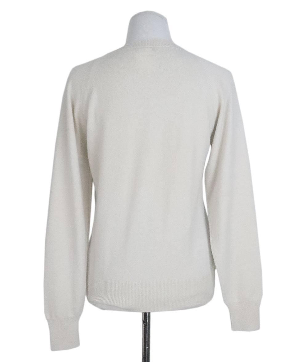 CHANEL CC Logo Cashmere Knit T-Shirt Ivory Black