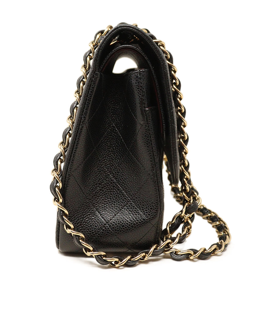 Chanel Black Caviar Leather Jumbo Classic Shoulder Bag 1