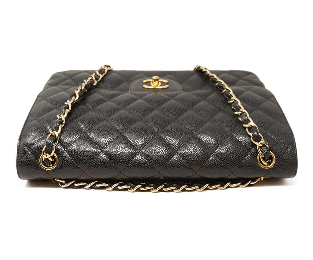 Chanel Black Caviar Leather Jumbo Classic Shoulder Bag 4