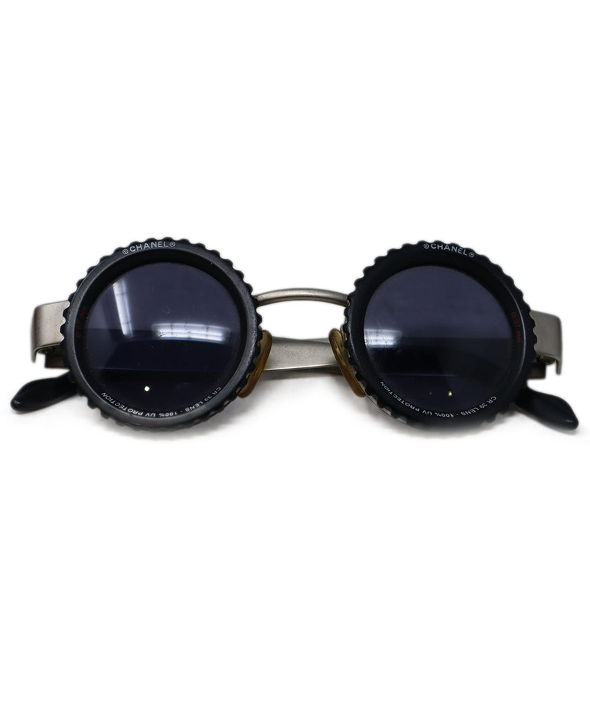 Chanel Black Silver Lens Frames Sunglasses 