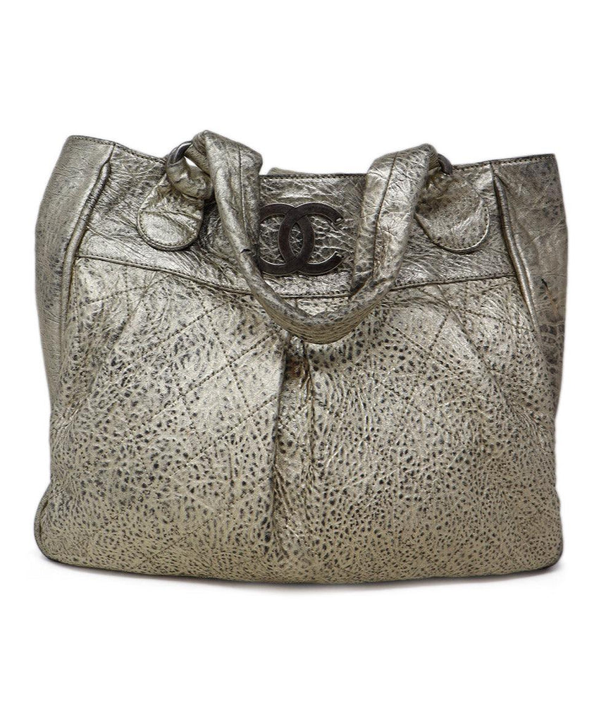 Chanel Vintage Gold Distressed Leather Marais Tote 