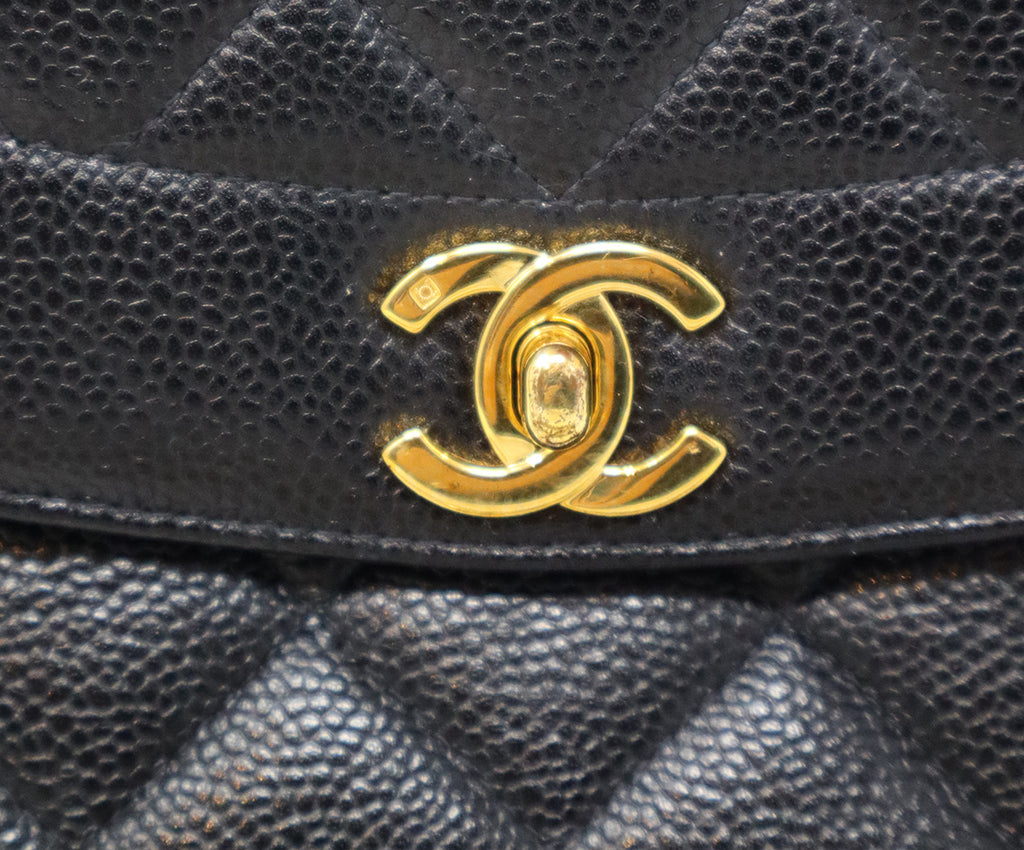 Chanel Vintage Black Caviar Leather Medium Diana Bag 10