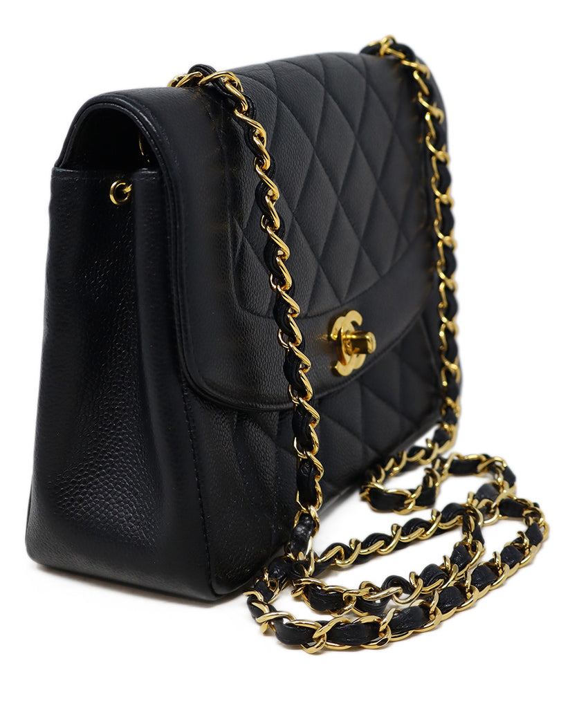 Chanel Vintage Black Caviar Leather Medium Diana Bag 1