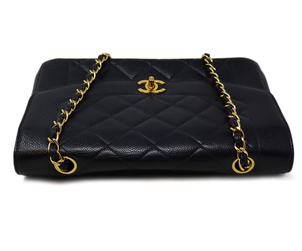Chanel Vintage Black Caviar Leather Medium Diana Bag 4
