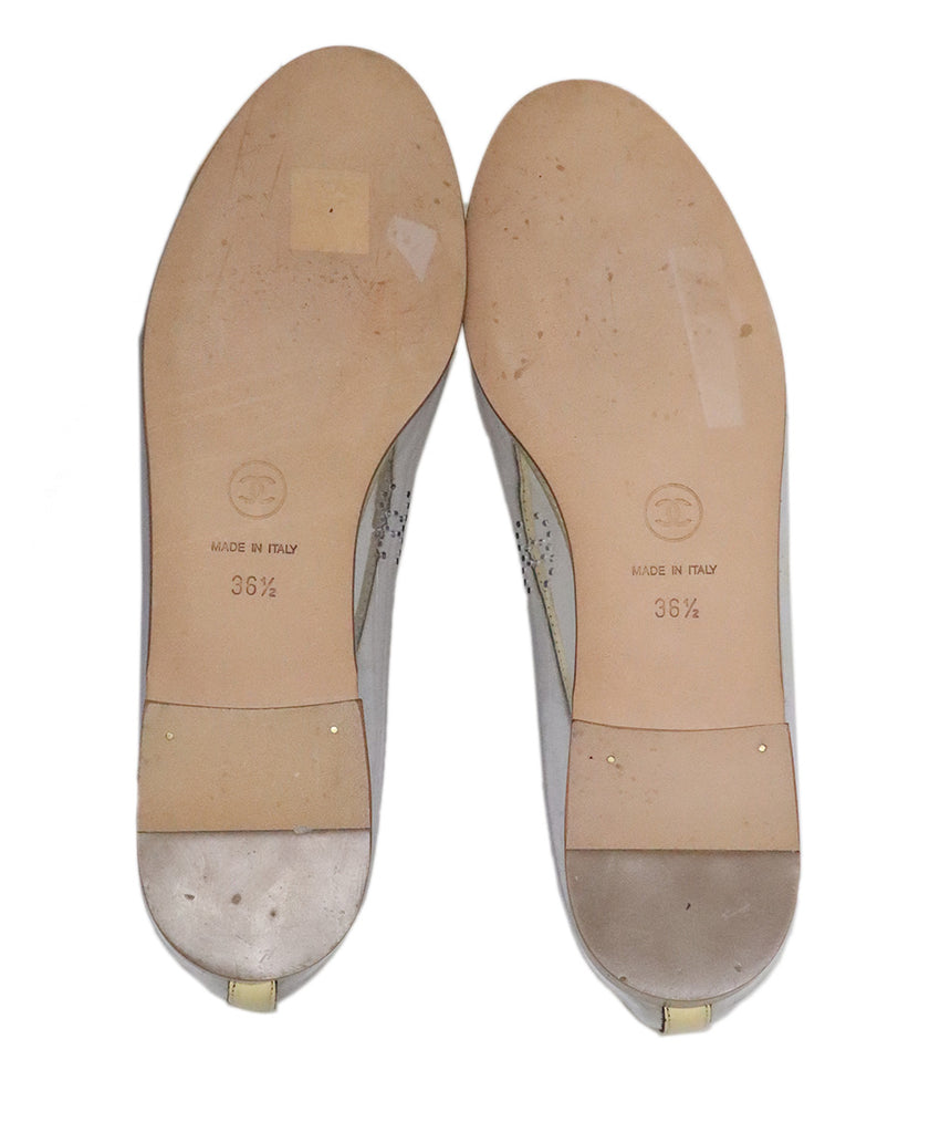 Chanel Gold Leather Plastic Flats 3