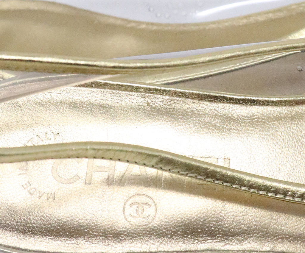 Chanel Gold Leather Plastic Flats 5