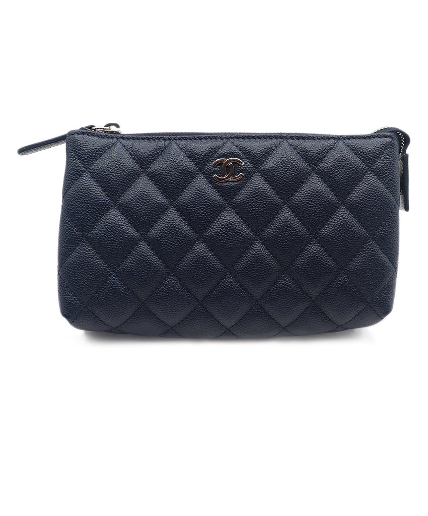 Chanel Navy Caviar Leather Cosmetic Pouch 