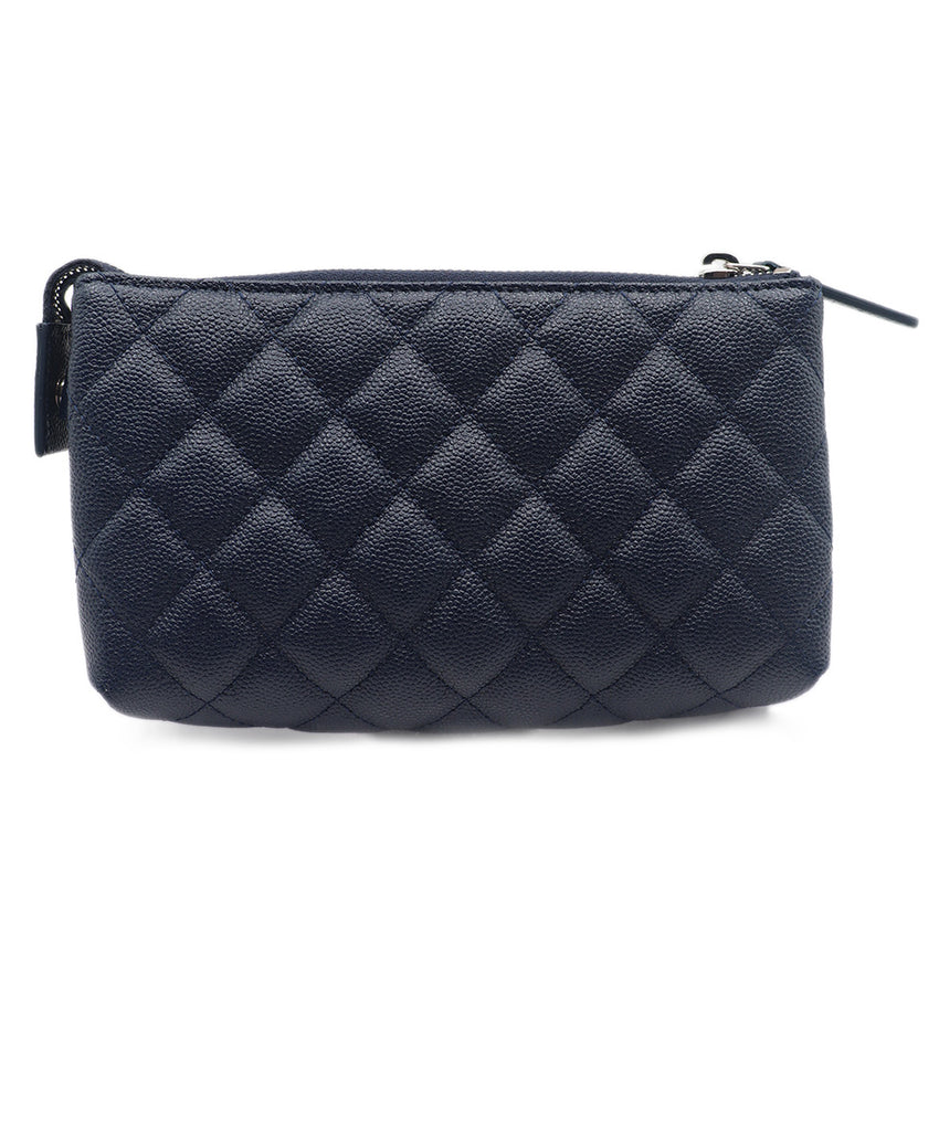 Chanel Navy Caviar Leather Cosmetic Pouch 2