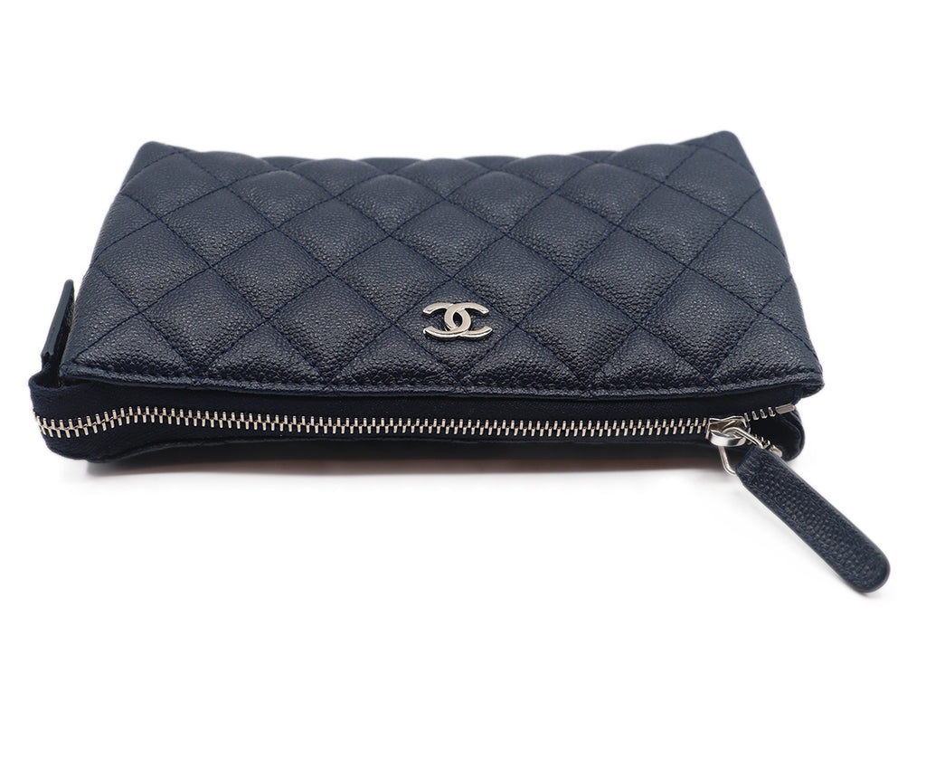 Chanel Navy Caviar Leather Cosmetic Pouch 4